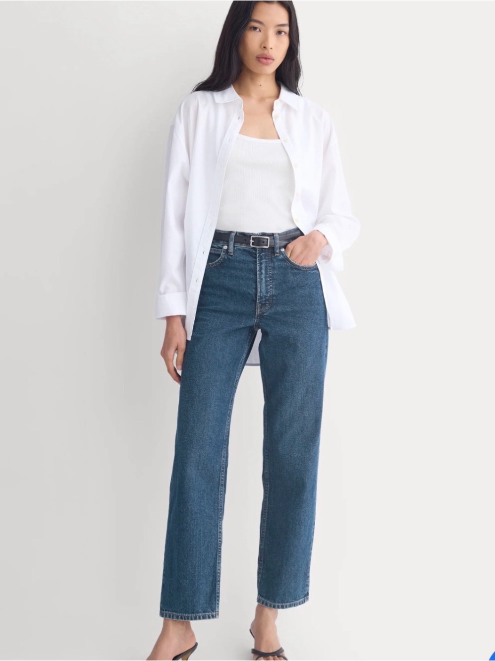 EVERLANE THE WAY HIGH STRAIGHT LEG JEANS DARK INDIGO SIZE 32 NWT